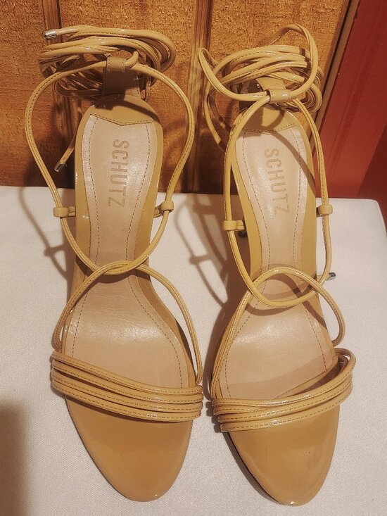SCHUTZ Shoes - SCHUTZ ADELINE NWOB Nude Patent Strappy Stiletto Size 9B